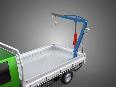 COMPACT SMALL MINI PICKUP TRUCK WINCH HOIST HYDRAULIC CRANE JIB 3D Model