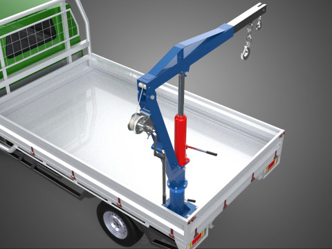 COMPACT SMALL MINI PICKUP TRUCK WINCH HOIST HYDRAULIC CRANE JIB 3D Model