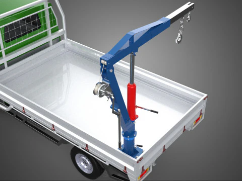 COMPACT SMALL MINI PICKUP TRUCK WINCH HOIST HYDRAULIC CRANE JIB 3D Model