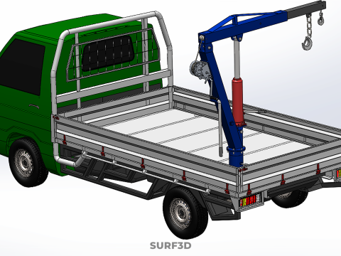 COMPACT SMALL MINI PICKUP TRUCK WINCH HOIST HYDRAULIC CRANE JIB 3D Model