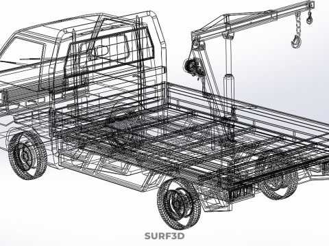 COMPACT SMALL MINI PICKUP TRUCK WINCH HOIST HYDRAULIC CRANE JIB 3D Model