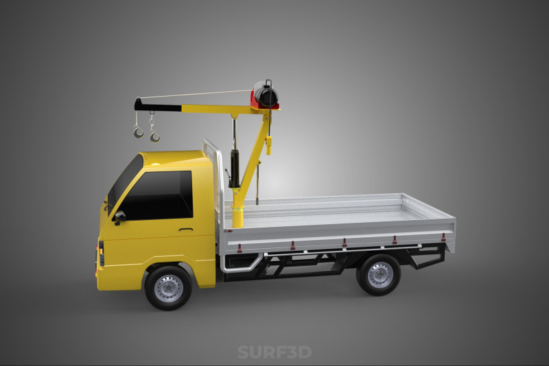 TRUCK PICKUP ELECTRIC WINCH HOIST LIFT BOOM HYDRAULIC CRANE JIB 3D Модель .c4d .max .obj .3ds .fbx .stl .blend
