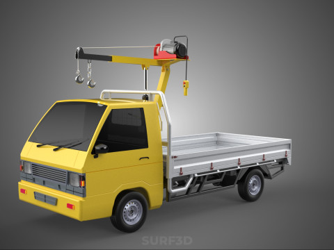 TRUCK PICKUP ELECTRIC WINCH HOIST LIFT BOOM HYDRAULIC CRANE JIB 3D Модель