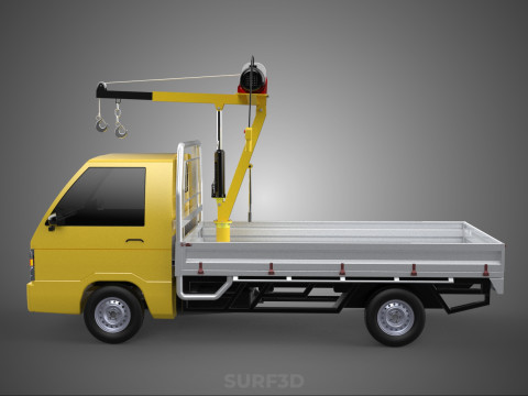 TRUCK PICKUP ELECTRIC WINCH HOIST LIFT BOOM HYDRAULIC CRANE JIB 3D Модель