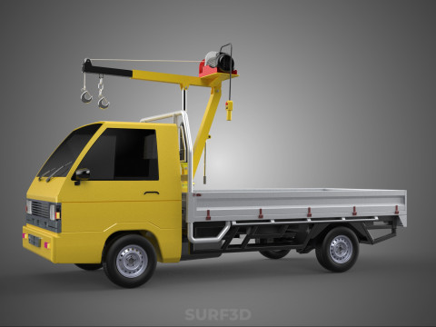 TRUCK PICKUP ELECTRIC WINCH HOIST LIFT BOOM HYDRAULIC CRANE JIB 3D Модель