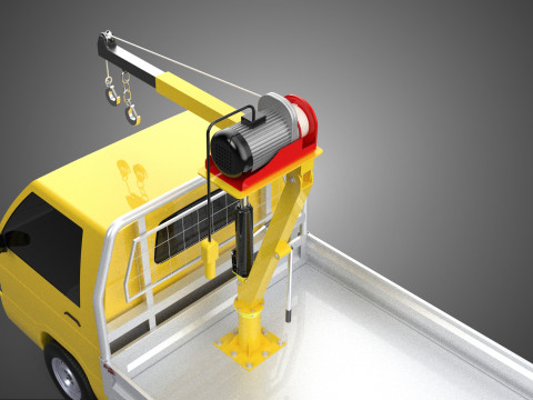 TRUCK PICKUP ELECTRIC WINCH HOIST LIFT BOOM HYDRAULIC CRANE JIB 3D Модель