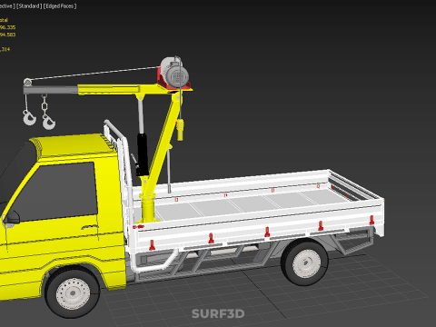 TRUCK PICKUP ELECTRIC WINCH HOIST LIFT BOOM HYDRAULIC CRANE JIB 3D Модель
