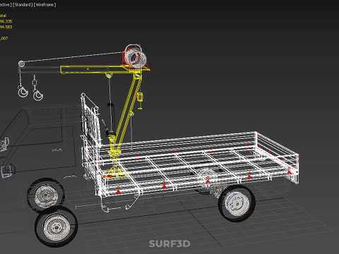 TRUCK PICKUP ELECTRIC WINCH HOIST LIFT BOOM HYDRAULIC CRANE JIB 3D Модель