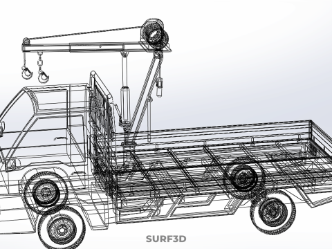TRUCK PICKUP ELECTRIC WINCH HOIST LIFT BOOM HYDRAULIC CRANE JIB 3D Модель