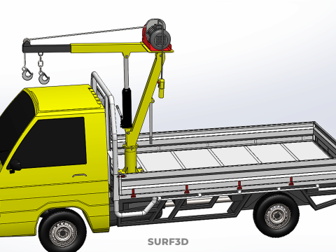TRUCK PICKUP ELECTRIC WINCH HOIST LIFT BOOM HYDRAULIC CRANE JIB 3D Модель