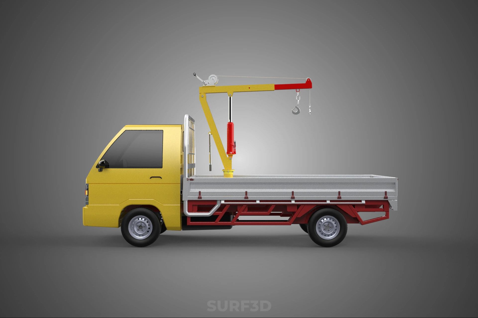 ARM FOLDING HYDRAULIC JIB CRANE MANUAL HAND WINCH TRUCK PICKUP 3D Model .c4d .max .obj .3ds .fbx .stl .blend 