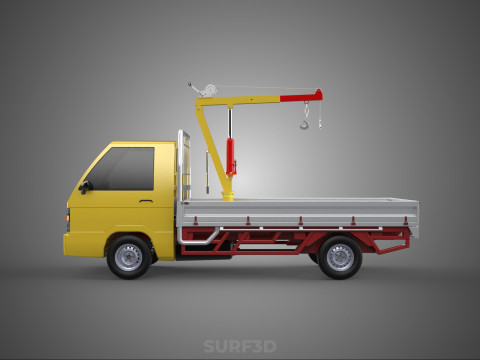 ARM FOLDING HYDRAULIC JIB CRANE MANUAL HAND WINCH TRUCK PICKUP Modelo 3D