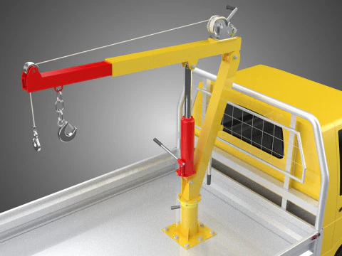 ARM FOLDING HYDRAULIC JIB CRANE MANUAL HAND WINCH TRUCK PICKUP 3D Model