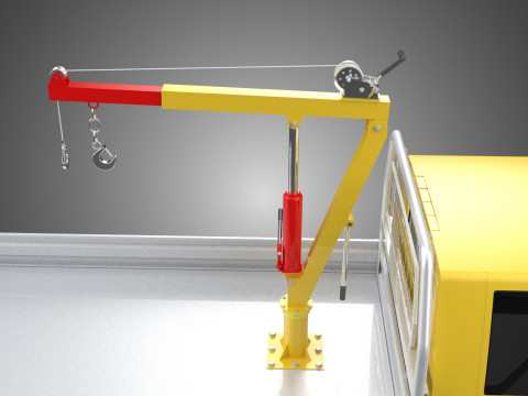 ARM FOLDING HYDRAULIC JIB CRANE MANUAL HAND WINCH TRUCK PICKUP 3D 모델