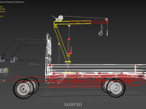 ARM FOLDING HYDRAULIC JIB CRANE MANUAL HAND WINCH TRUCK PICKUP 3D 모델