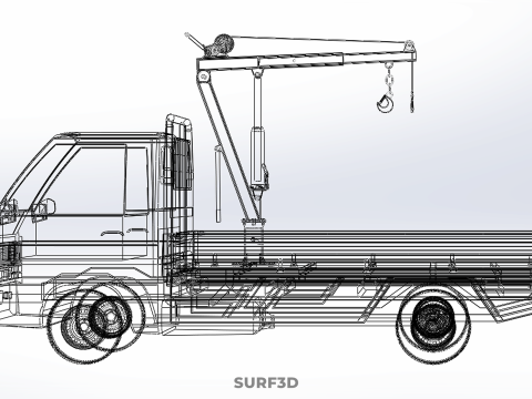 ARM FOLDING HYDRAULIC JIB CRANE MANUAL HAND WINCH TRUCK PICKUP 3D 모델