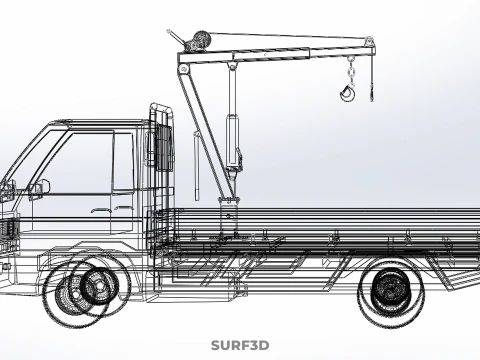 ARM FOLDING HYDRAULIC JIB CRANE MANUAL HAND WINCH TRUCK PICKUP 3D Model