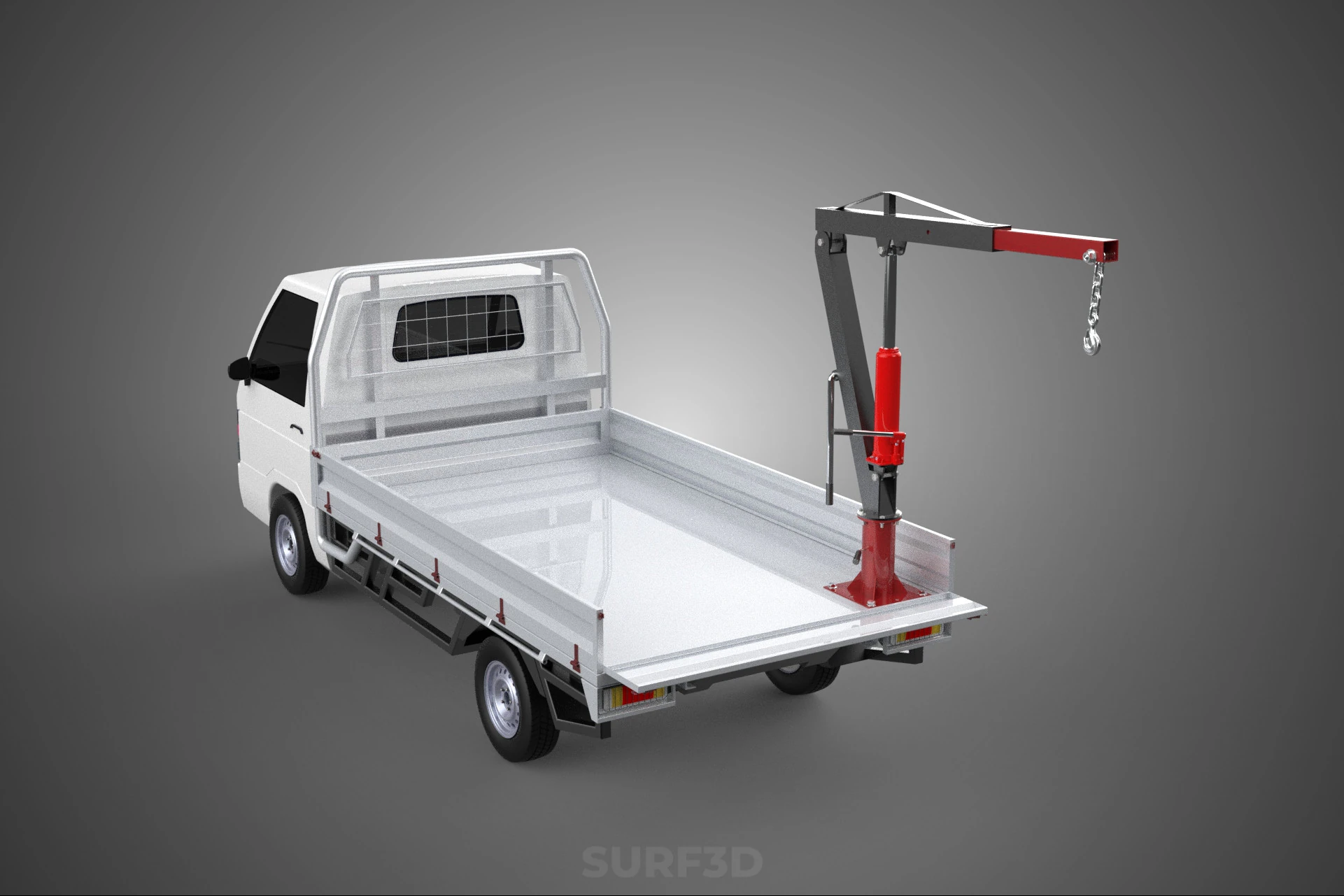 PICKUP TRUCK TAILGATE REAR GATE HYDRAULIC JACK LIFT HOIST CRANE 3D Model .c4d .max .obj .3ds .fbx .stl .blend 