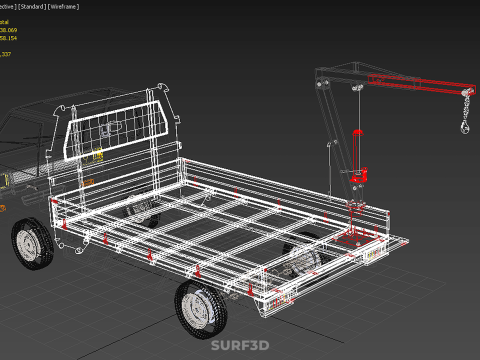 PICKUP TRUCK TAILGATE REAR GATE HYDRAULIC JACK LIFT HOIST CRANE 3D Model
