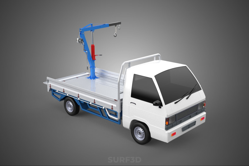 TRUCK PICKUP REAR GATE TAILGATE FOLDING CRANE HAND CRANK WINCH Modelo 3D .c4d .max .obj .3ds .fbx .stl .blend 