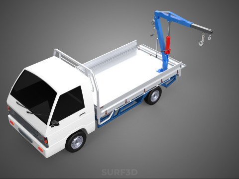 TRUCK PICKUP REAR GATE TAILGATE FOLDING CRANE HAND CRANK WINCH Modelo 3D