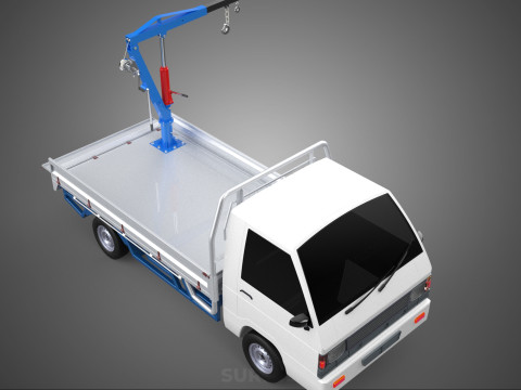 TRUCK PICKUP REAR GATE TAILGATE FOLDING CRANE HAND CRANK WINCH Modelo 3D