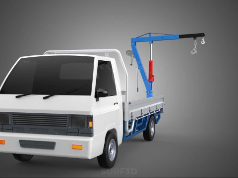 TRUCK PICKUP REAR GATE TAILGATE FOLDING CRANE HAND CRANK WINCH 3D Model