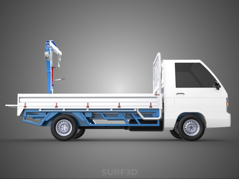 TRUCK PICKUP REAR GATE TAILGATE FOLDING CRANE HAND CRANK WINCH Modelo 3D