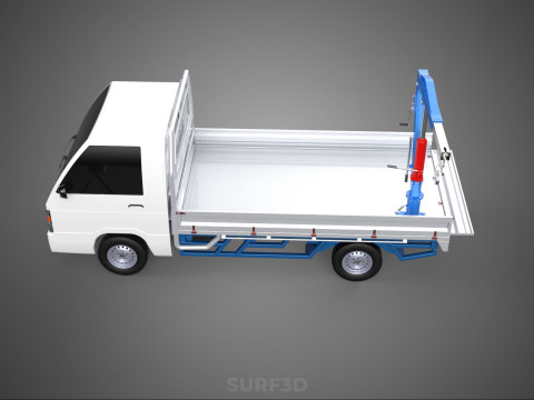 TRUCK PICKUP REAR GATE TAILGATE FOLDING CRANE HAND CRANK WINCH Modelo 3D
