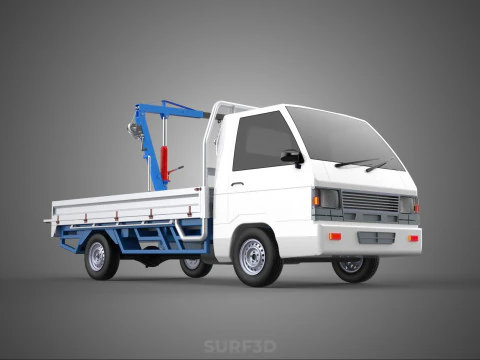 TRUCK PICKUP REAR GATE TAILGATE FOLDING CRANE HAND CRANK WINCH 3D Model