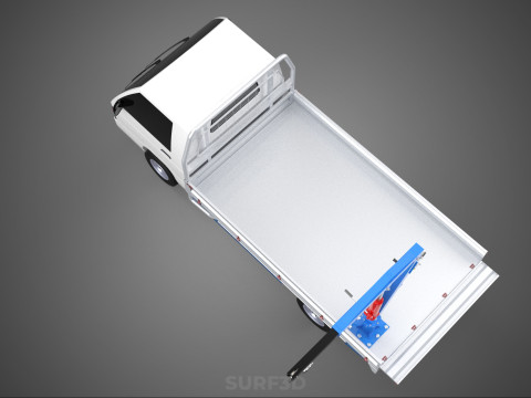 TRUCK PICKUP REAR GATE TAILGATE FOLDING CRANE HAND CRANK WINCH Modelo 3D