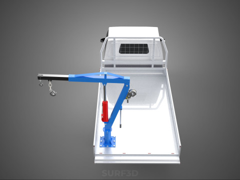 TRUCK PICKUP REAR GATE TAILGATE FOLDING CRANE HAND CRANK WINCH Modelo 3D