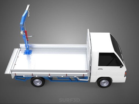 TRUCK PICKUP REAR GATE TAILGATE FOLDING CRANE HAND CRANK WINCH Modelo 3D
