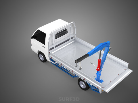 TRUCK PICKUP REAR GATE TAILGATE FOLDING CRANE HAND CRANK WINCH Modelo 3D