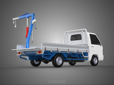 TRUCK PICKUP REAR GATE TAILGATE FOLDING CRANE HAND CRANK WINCH Modelo 3D