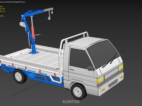 TRUCK PICKUP REAR GATE TAILGATE FOLDING CRANE HAND CRANK WINCH 3D Model