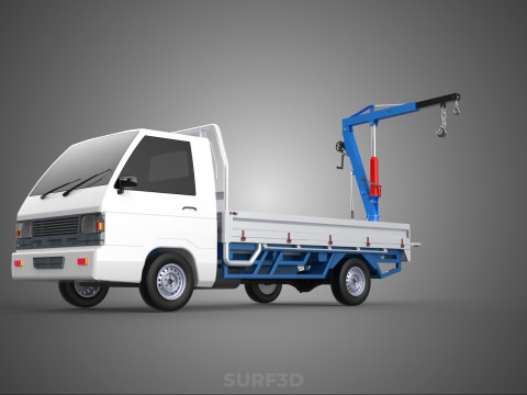 TRUCK PICKUP REAR GATE TAILGATE FOLDING CRANE HAND CRANK WINCH Modelo 3D