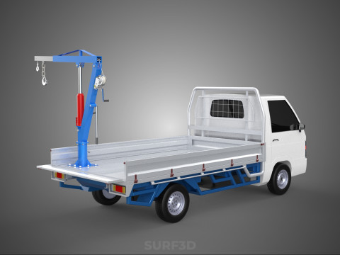 TRUCK PICKUP REAR GATE TAILGATE FOLDING CRANE HAND CRANK WINCH Modelo 3D