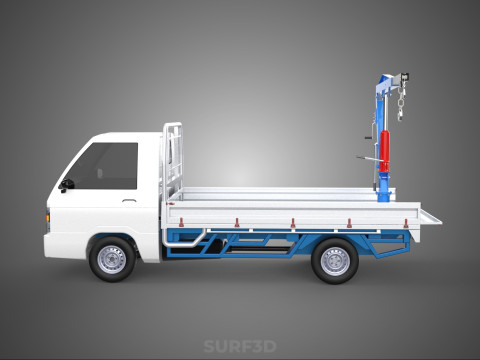 TRUCK PICKUP REAR GATE TAILGATE FOLDING CRANE HAND CRANK WINCH Modelo 3D