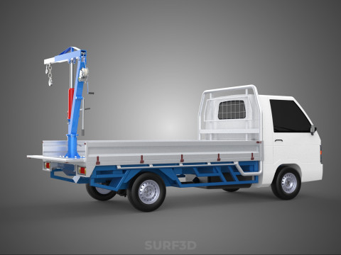 TRUCK PICKUP REAR GATE TAILGATE FOLDING CRANE HAND CRANK WINCH Modelo 3D