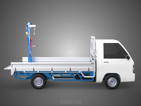 TRUCK PICKUP REAR GATE TAILGATE FOLDING CRANE HAND CRANK WINCH Modelo 3D