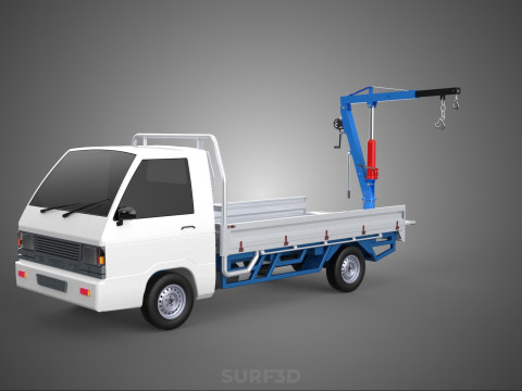 TRUCK PICKUP REAR GATE TAILGATE FOLDING CRANE HAND CRANK WINCH Modelo 3D