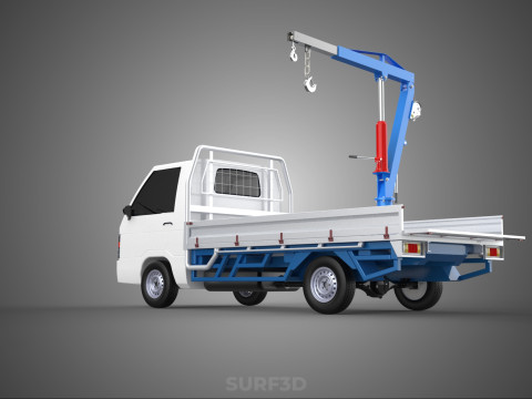 TRUCK PICKUP REAR GATE TAILGATE FOLDING CRANE HAND CRANK WINCH Modelo 3D