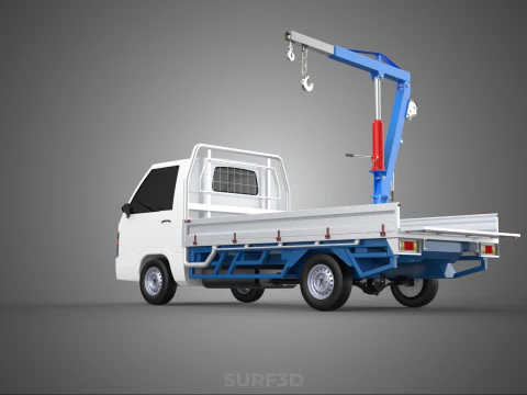 TRUCK PICKUP REAR GATE TAILGATE FOLDING CRANE HAND CRANK WINCH 3D Model