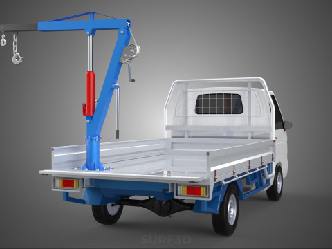 TRUCK PICKUP REAR GATE TAILGATE FOLDING CRANE HAND CRANK WINCH Modelo 3D