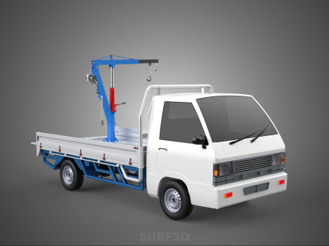 TRUCK PICKUP REAR GATE TAILGATE FOLDING CRANE HAND CRANK WINCH Modelo 3D