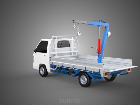 TRUCK PICKUP REAR GATE TAILGATE FOLDING CRANE HAND CRANK WINCH Modelo 3D