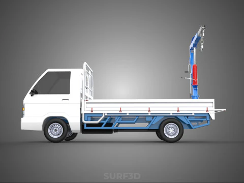 TRUCK PICKUP REAR GATE TAILGATE FOLDING CRANE HAND CRANK WINCH 3D Model