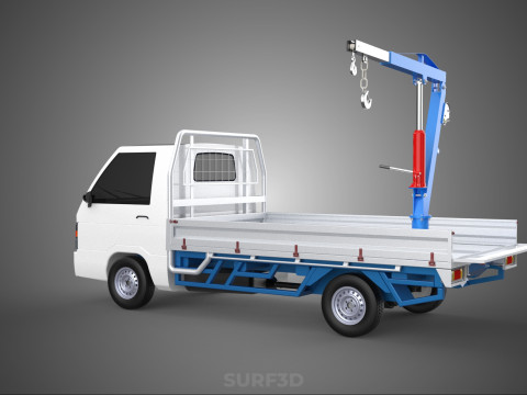 TRUCK PICKUP REAR GATE TAILGATE FOLDING CRANE HAND CRANK WINCH Modelo 3D