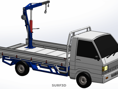 TRUCK PICKUP REAR GATE TAILGATE FOLDING CRANE HAND CRANK WINCH Modelo 3D